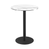Table haute ronde ORLANDO de 100 cm de haut et de diamètre 75 cm, couleur marbre mat et noir
